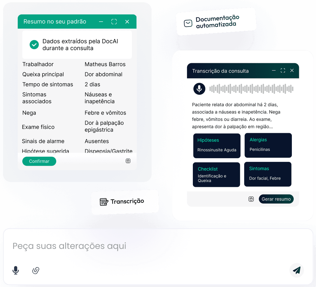 Médica em consulta com paciente usando DocType